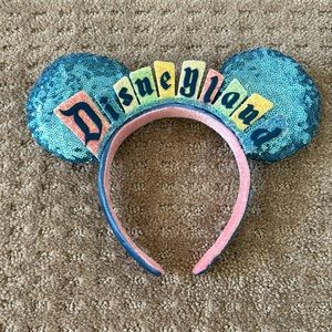 Disneyland Marquee Retro Vintage Glitter Blue Pastel Ears Headband